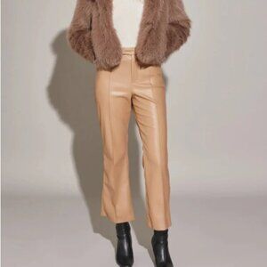 Leather Pintuck Ankle Pants